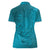 Dark Cyan Gradient Polynesia Women Polo Shirt Hawaiian Tribal Hammerhead Shark Tattoo