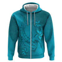 Dark Cyan Gradient Polynesia Zip Hoodie Hawaiian Tribal Hammerhead Shark Tattoo LT14 Zip Hoodie Dark Cyan - Polynesian Pride