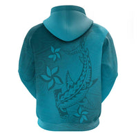 Dark Cyan Gradient Polynesia Zip Hoodie Hawaiian Tribal Hammerhead Shark Tattoo LT14 - Polynesian Pride