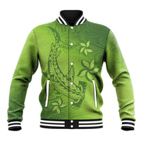 Green Gradient Polynesia Baseball Jacket Hawaiian Tribal Hammerhead Shark Tattoo LT14 Unisex Green - Polynesian Pride