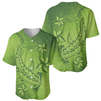 Green Gradient Polynesia Baseball Jersey Hawaiian Tribal Hammerhead Shark Tattoo LT14 - Polynesian Pride