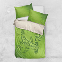 Green Gradient Polynesia Bedding Set Hawaiian Tribal Hammerhead Shark Tattoo LT14 US Twin 172cm x 218cm Green - Polynesian Pride