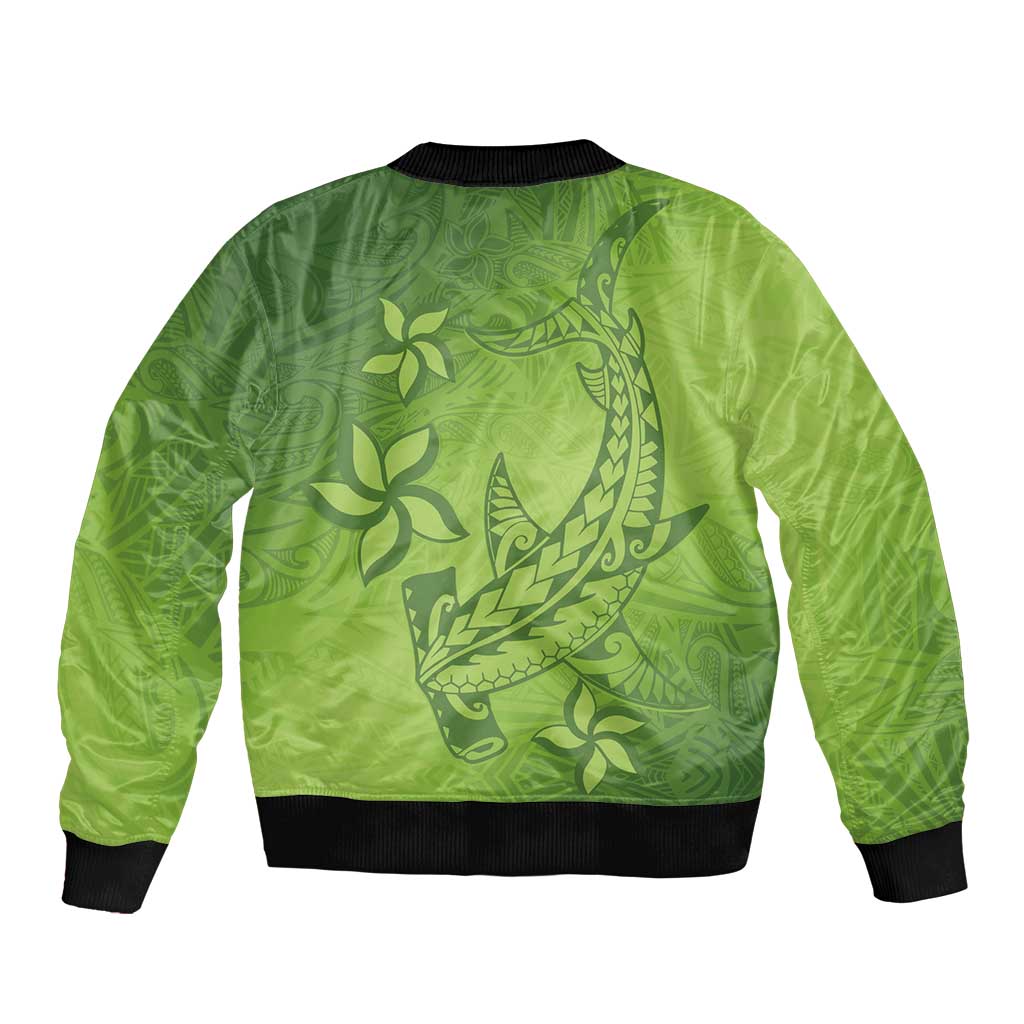 Green Gradient Polynesia Bomber Jacket Hawaiian Tribal Hammerhead Shark Tattoo LT14 - Polynesian Pride