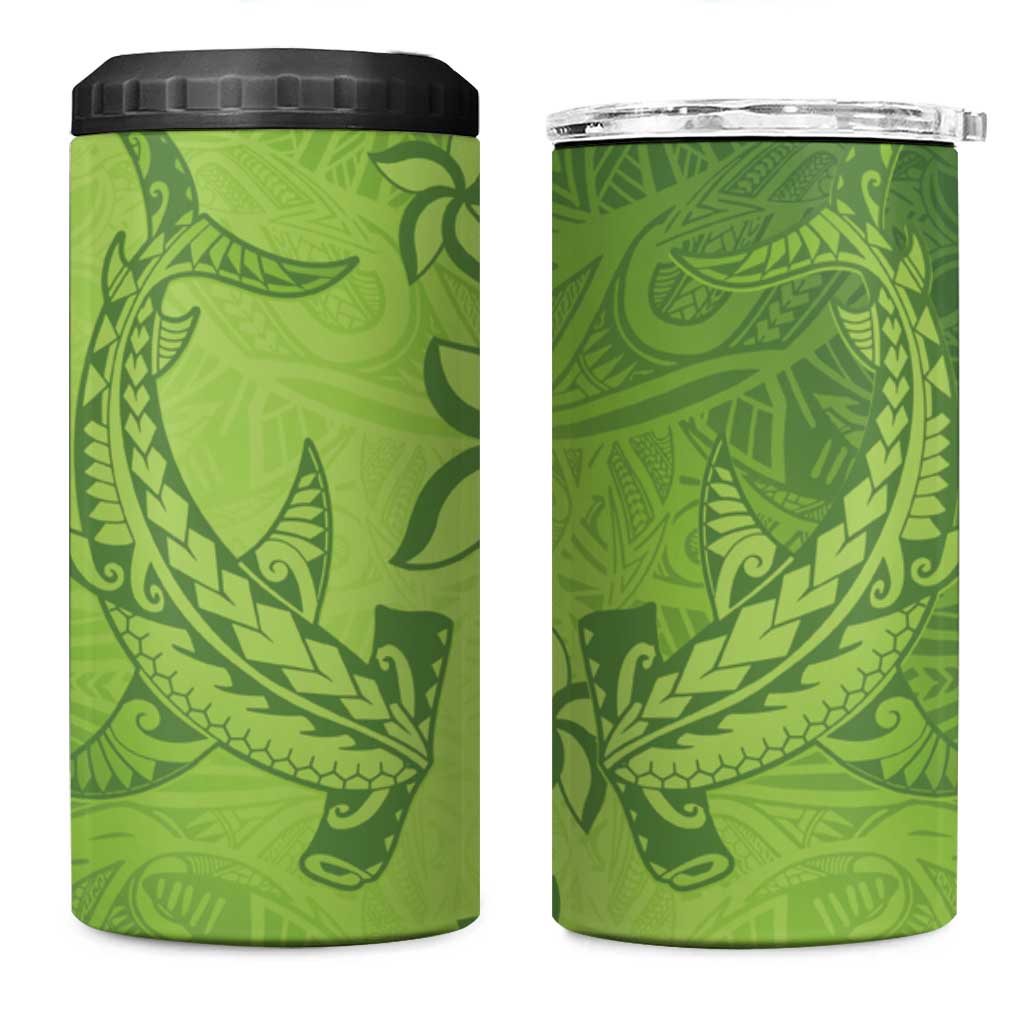 Green Gradient Polynesia 4 in 1 Can Cooler Tumbler Hawaiian Tribal Hammerhead Shark Tattoo LT14 One Size: 16 oz Green - Polynesian Pride