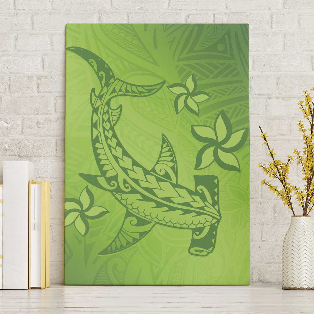 Green Gradient Polynesia Canvas Wall Art Hawaiian Tribal Hammerhead Shark Tattoo LT14 Without Frame Green - Polynesian Pride