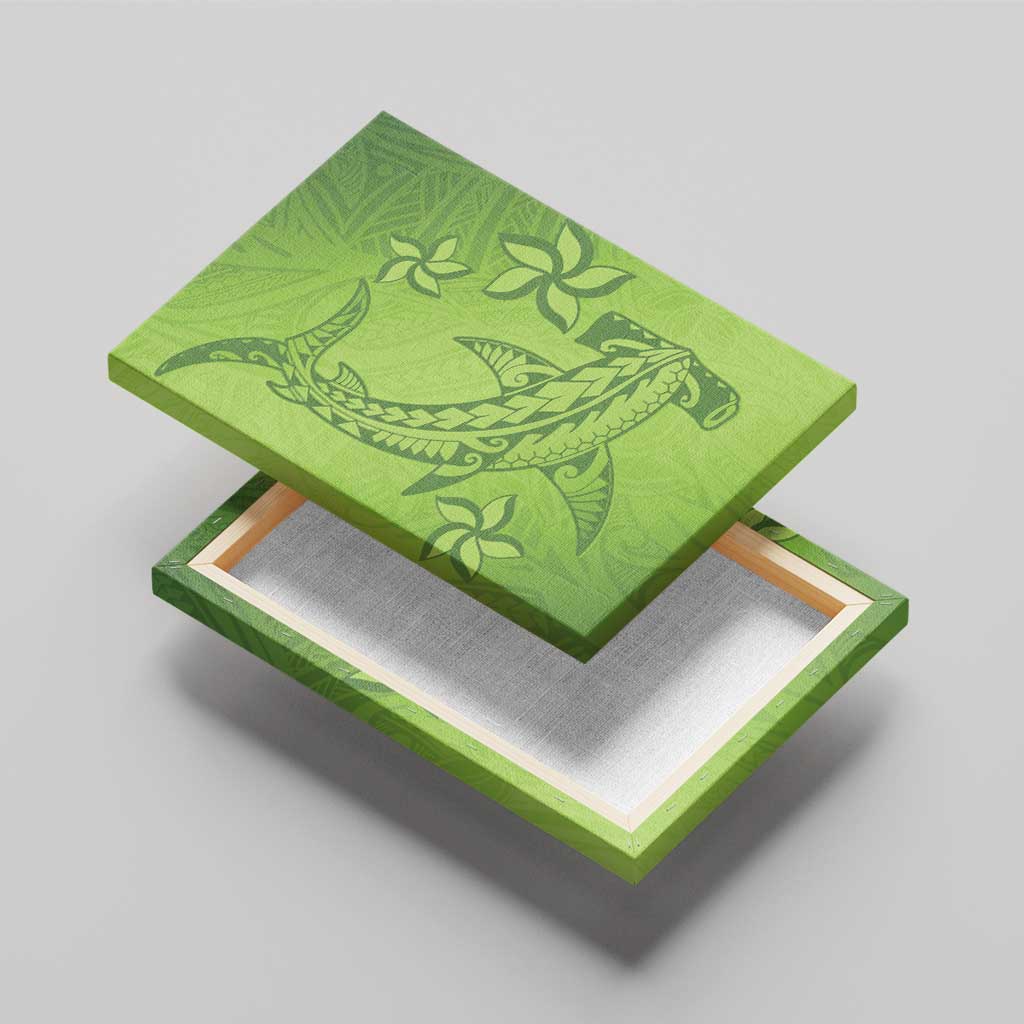 Green Gradient Polynesia Canvas Wall Art Hawaiian Tribal Hammerhead Shark Tattoo LT14 - Polynesian Pride