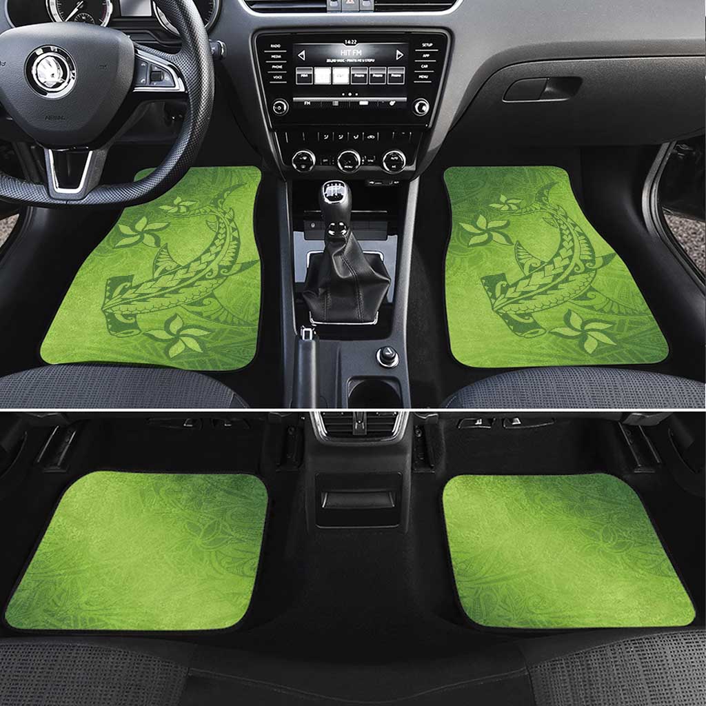 Green Gradient Polynesia Car Mats Hawaiian Tribal Hammerhead Shark Tattoo LT14 Set 4pcs Green - Polynesian Pride