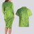 Green Gradient Polynesia Couples Matching Long Sleeve Bodycon Dress and Hawaiian Shirt Hawaiian Tribal Hammerhead Shark Tattoo