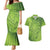 Green Gradient Polynesia Couples Matching Mermaid Dress and Hawaiian Shirt Hawaiian Tribal Hammerhead Shark Tattoo