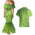 Green Gradient Polynesia Couples Matching Mermaid Dress and Hawaiian Shirt Hawaiian Tribal Hammerhead Shark Tattoo