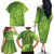 Green Gradient Polynesia Family Matching Off The Shoulder Long Sleeve Dress and Hawaiian Shirt Hawaiian Tribal Hammerhead Shark Tattoo