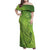 Green Gradient Polynesia Family Matching Off Shoulder Maxi Dress and Hawaiian Shirt Hawaiian Tribal Hammerhead Shark Tattoo