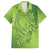 Green Gradient Polynesia Family Matching Short Sleeve Bodycon Dress and Hawaiian Shirt Hawaiian Tribal Hammerhead Shark Tattoo