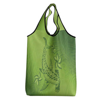 Green Gradient Polynesia Grocery Bag Hawaiian Tribal Hammerhead Shark Tattoo LT14 - Polynesian Pride