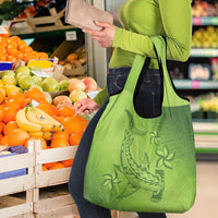 Green Gradient Polynesia Grocery Bag Hawaiian Tribal Hammerhead Shark Tattoo LT14 - Polynesian Pride