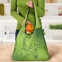 Green Gradient Polynesia Grocery Bag Hawaiian Tribal Hammerhead Shark Tattoo LT14 - Polynesian Pride