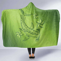 Green Gradient Polynesia Hooded Blanket Hawaiian Tribal Hammerhead Shark Tattoo LT14 One Size Green - Polynesian Pride