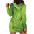 Green Gradient Polynesia Hoodie Dress Hawaiian Tribal Hammerhead Shark Tattoo