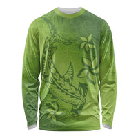 Green Gradient Polynesia Long Sleeve Shirt Hawaiian Tribal Hammerhead Shark Tattoo LT14 Unisex Green - Polynesian Pride