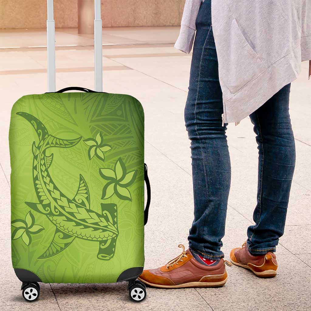 Green Gradient Polynesia Luggage Cover Hawaiian Tribal Hammerhead Shark Tattoo LT14 Green - Polynesian Pride