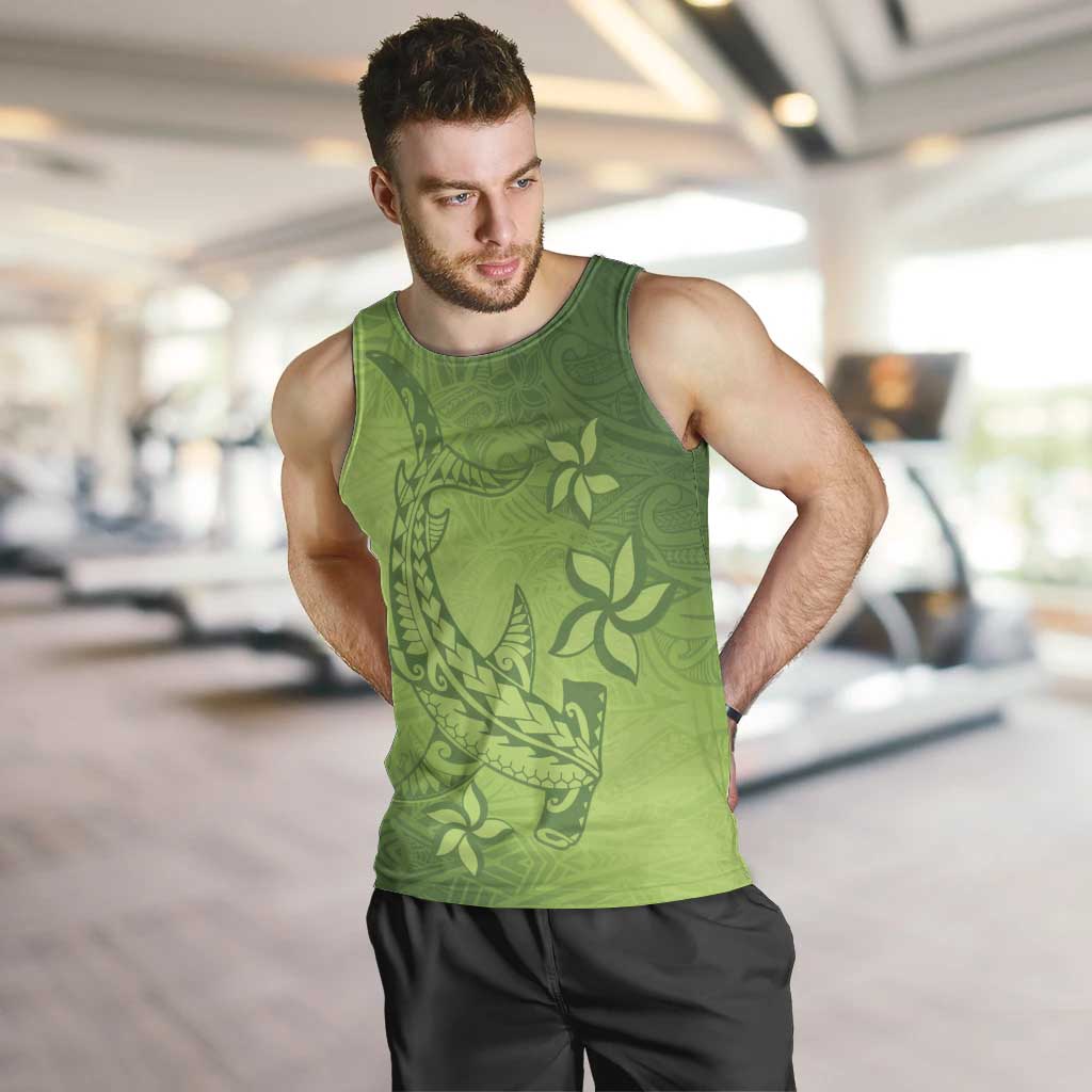 Green Gradient Polynesia Men Tank Top Hawaiian Tribal Hammerhead Shark Tattoo LT14 Green - Polynesian Pride