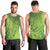 Green Gradient Polynesia Men Tank Top Hawaiian Tribal Hammerhead Shark Tattoo