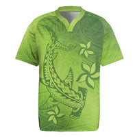 Green Gradient Polynesia Rugby Jersey Hawaiian Tribal Hammerhead Shark Tattoo LT14 Green - Polynesian Pride