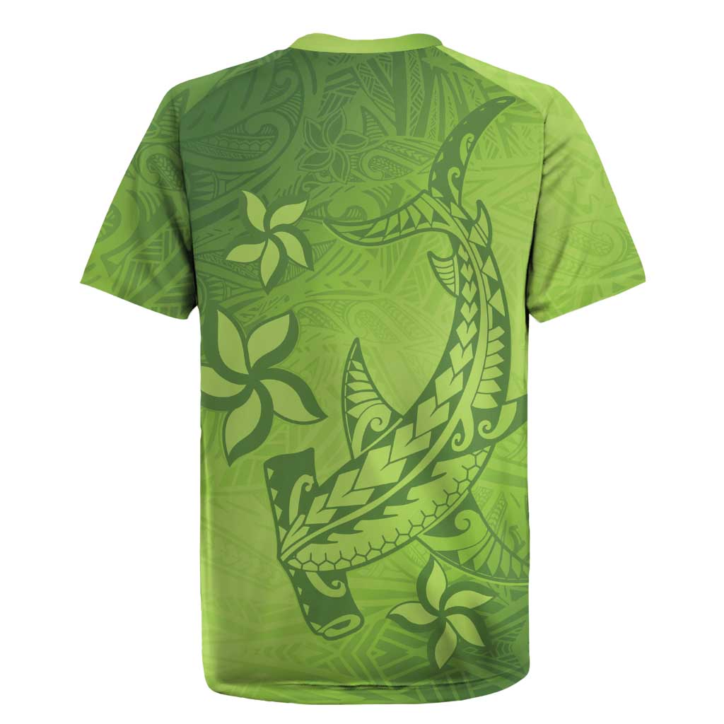 Green Gradient Polynesia Rugby Jersey Hawaiian Tribal Hammerhead Shark Tattoo LT14 - Polynesian Pride