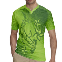 Green Gradient Polynesia Rugby Jersey Hawaiian Tribal Hammerhead Shark Tattoo LT14 - Polynesian Pride