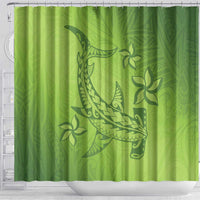 Green Gradient Polynesia Shower Curtain Hawaiian Tribal Hammerhead Shark Tattoo LT14 - Polynesian Pride