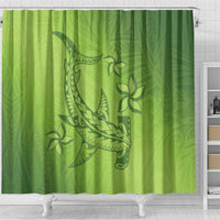 Green Gradient Polynesia Shower Curtain Hawaiian Tribal Hammerhead Shark Tattoo LT14 - Polynesian Pride