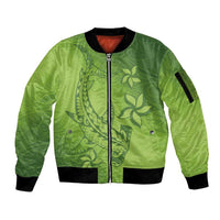Green Gradient Polynesia Sleeve Zip Bomber Jacket Hawaiian Tribal Hammerhead Shark Tattoo LT14 Unisex Green - Polynesian Pride