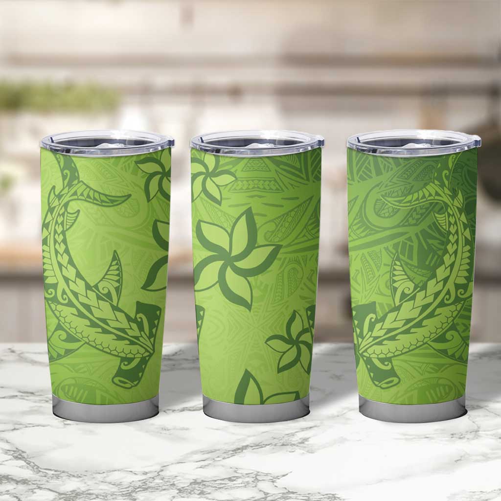 Green Gradient Polynesia Tumbler Cup Hawaiian Tribal Hammerhead Shark Tattoo LT14 - Polynesian Pride