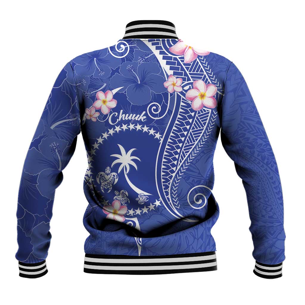 FSM Chuuk Constitution Day Baseball Jacket Frangipani Flowers Polynesian Curves Style LT14 - Polynesian Pride