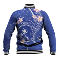 FSM Chuuk Constitution Day Baseball Jacket Frangipani Flowers Polynesian Curves Style LT14 - Polynesian Pride