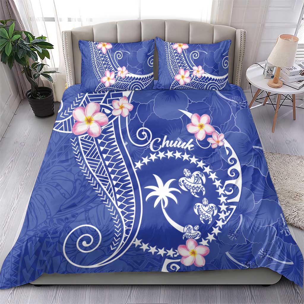 FSM Chuuk Constitution Day Bedding Set Frangipani Flowers Polynesian Curves Style LT14 - Polynesian Pride
