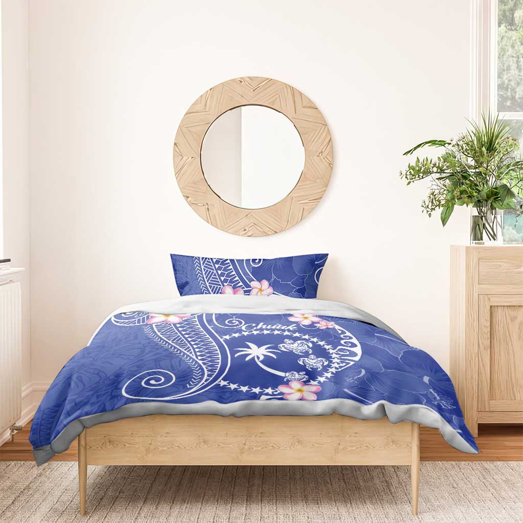 FSM Chuuk Constitution Day Bedding Set Frangipani Flowers Polynesian Curves Style LT14 - Polynesian Pride