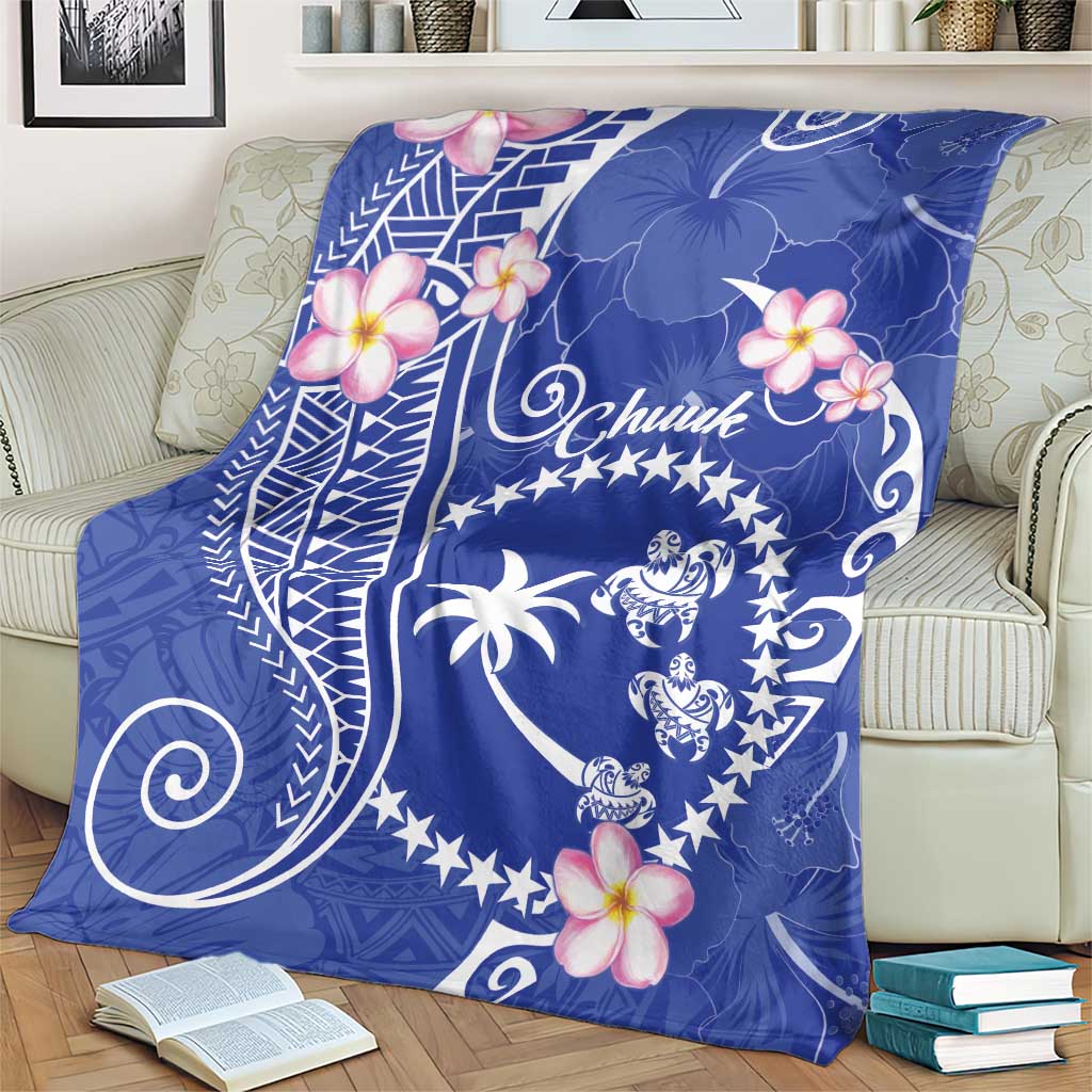 FSM Chuuk Constitution Day Blanket Frangipani Flowers Polynesian Curves Style LT14 - Polynesian Pride