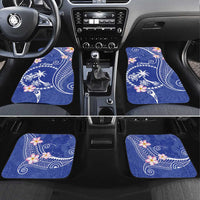 FSM Chuuk Constitution Day Car Mats Frangipani Flowers Polynesian Curves Style LT14 Set 4pcs Blue - Polynesian Pride