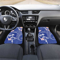 FSM Chuuk Constitution Day Car Mats Frangipani Flowers Polynesian Curves Style LT14 Set 2pcs - Front Blue - Polynesian Pride