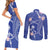 FSM Chuuk Constitution Day Couples Matching Short Sleeve Bodycon Dress and Long Sleeve Button Shirt Frangipani Flowers Polynesian Curves Style