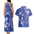 FSM Chuuk Constitution Day Couples Matching Tank Maxi Dress and Hawaiian Shirt Frangipani Flowers Polynesian Curves Style