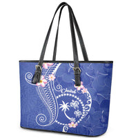 FSM Chuuk Constitution Day Leather Tote Bag Frangipani Flowers Polynesian Curves Style LT14 - Polynesian Pride