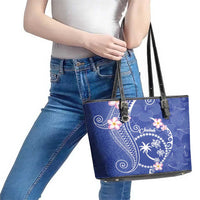 FSM Chuuk Constitution Day Leather Tote Bag Frangipani Flowers Polynesian Curves Style LT14 - Polynesian Pride