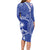 FSM Chuuk Constitution Day Long Sleeve Bodycon Dress Frangipani Flowers Polynesian Curves Style