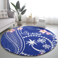 FSM Chuuk Constitution Day Round Carpet Frangipani Flowers Polynesian Curves Style LT14 - Polynesian Pride