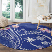 FSM Chuuk Constitution Day Round Carpet Frangipani Flowers Polynesian Curves Style LT14 - Polynesian Pride