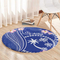 FSM Chuuk Constitution Day Round Carpet Frangipani Flowers Polynesian Curves Style LT14 - Polynesian Pride