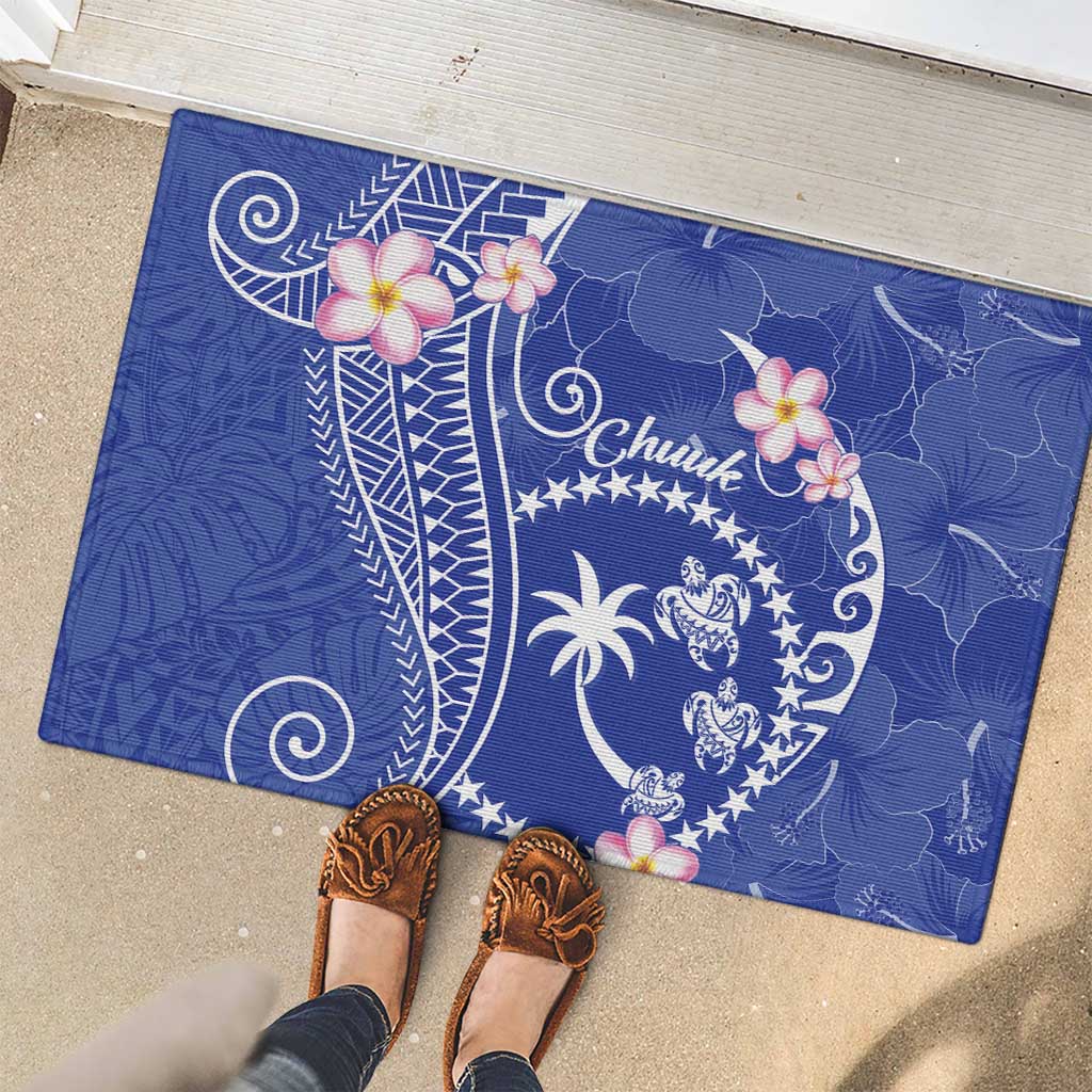 FSM Chuuk Constitution Day Rubber Doormat Frangipani Flowers Polynesian Curves Style LT14 - Polynesian Pride