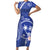 FSM Chuuk Constitution Day Short Sleeve Bodycon Dress Frangipani Flowers Polynesian Curves Style